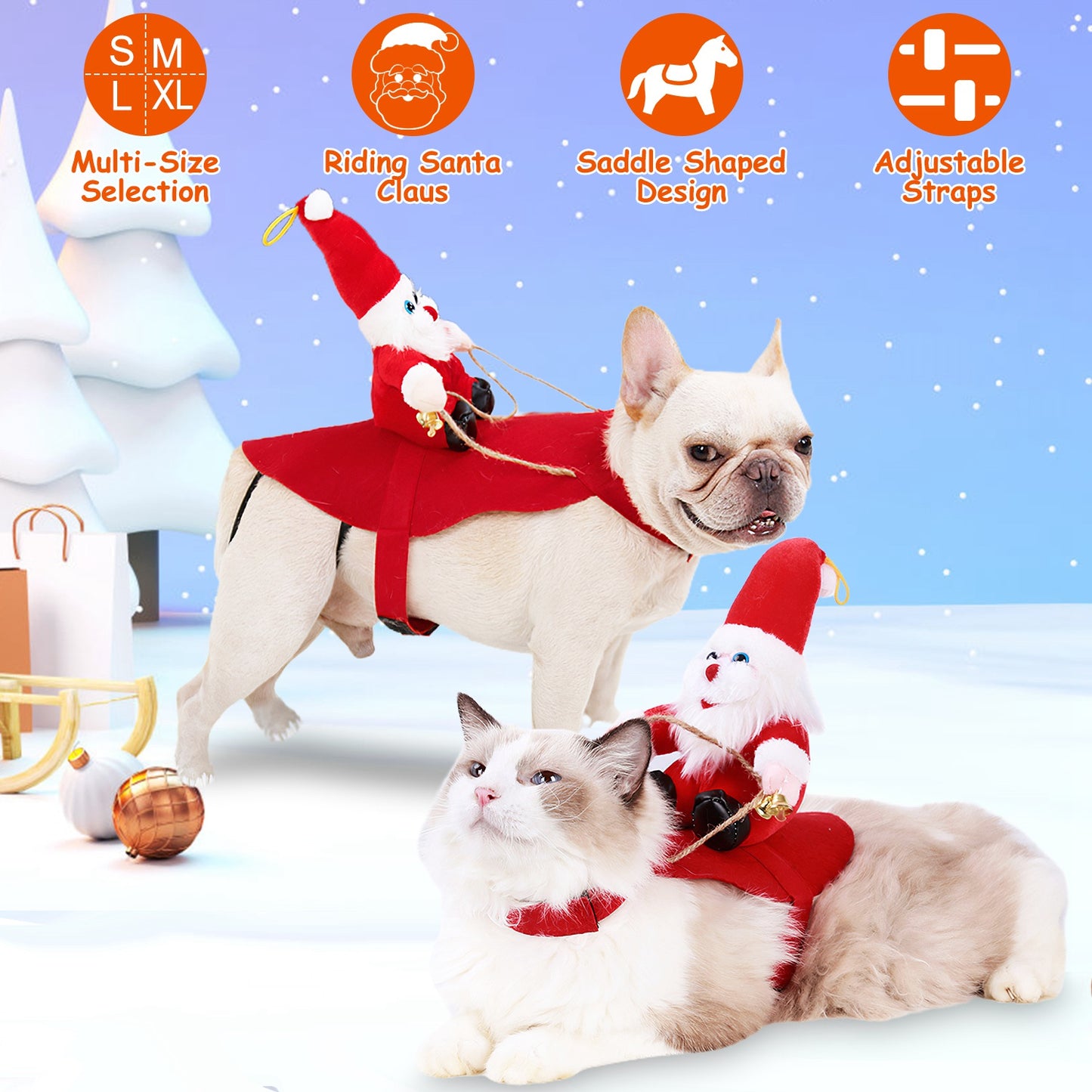 Christmas Pet Costume – Adjustable Felt Outfit for Dogs & Cats, Santa Design