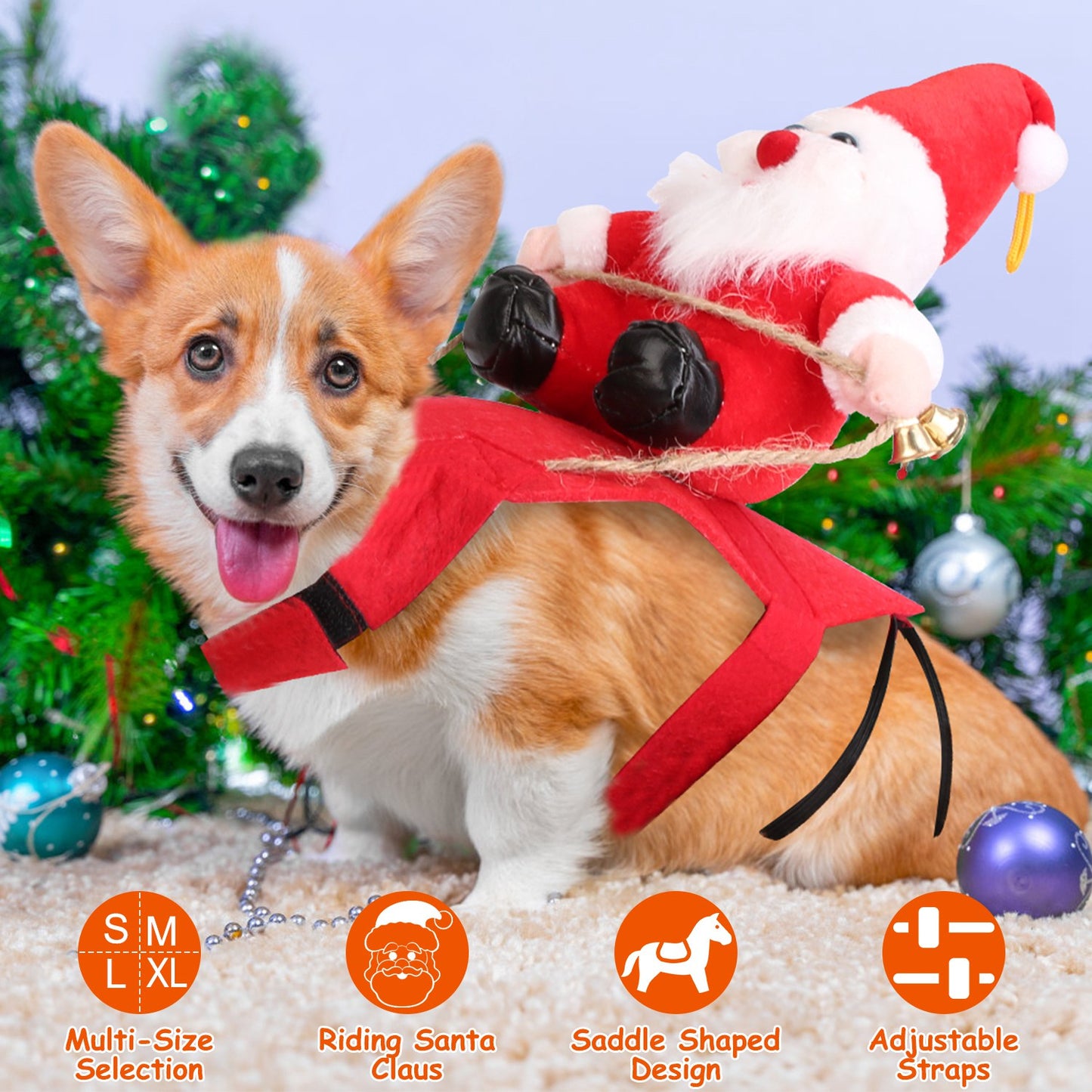 Christmas Pet Costume – Adjustable Felt Outfit for Dogs & Cats, Santa Design