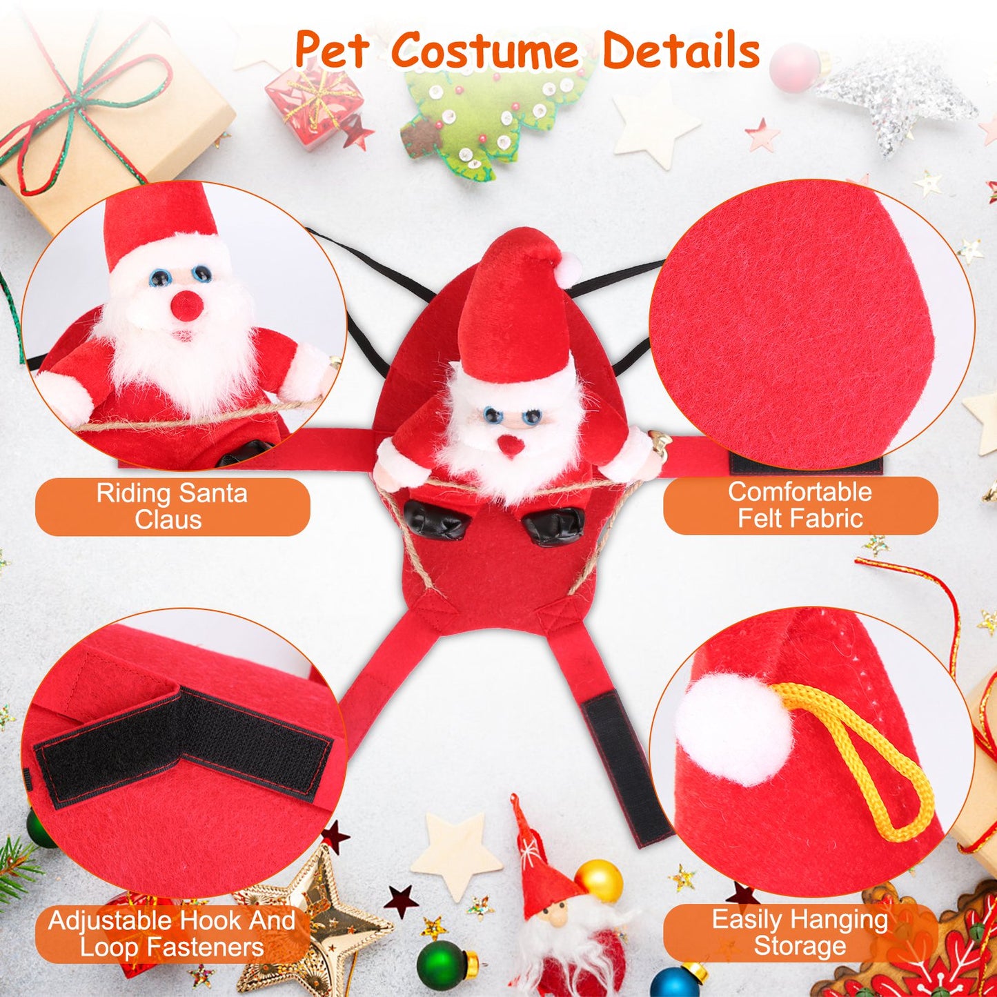 Christmas Pet Costume – Adjustable Felt Outfit for Dogs & Cats, Santa Design