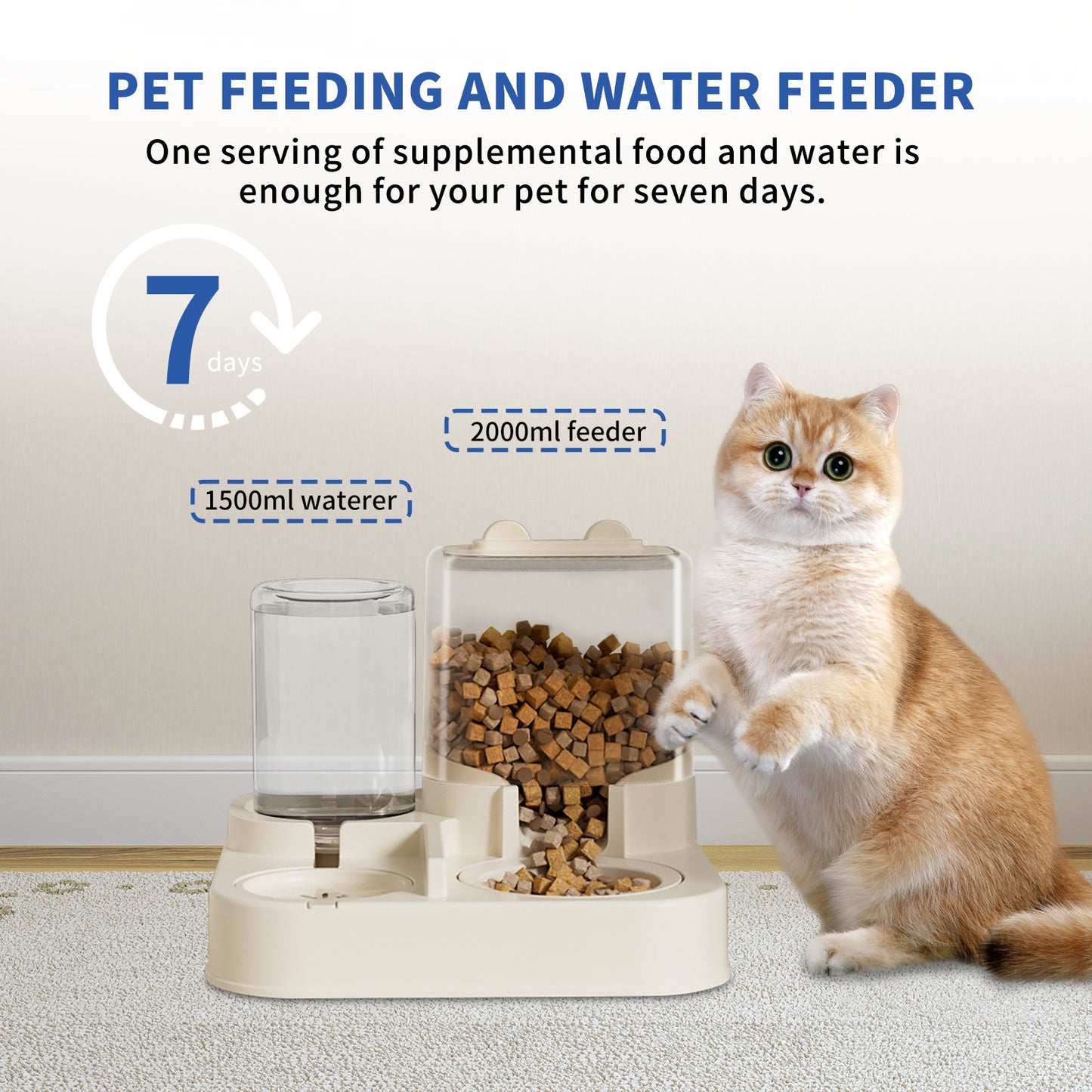2-in-1 Automatic Pet Feeder Waterer Transparent Large Capacity