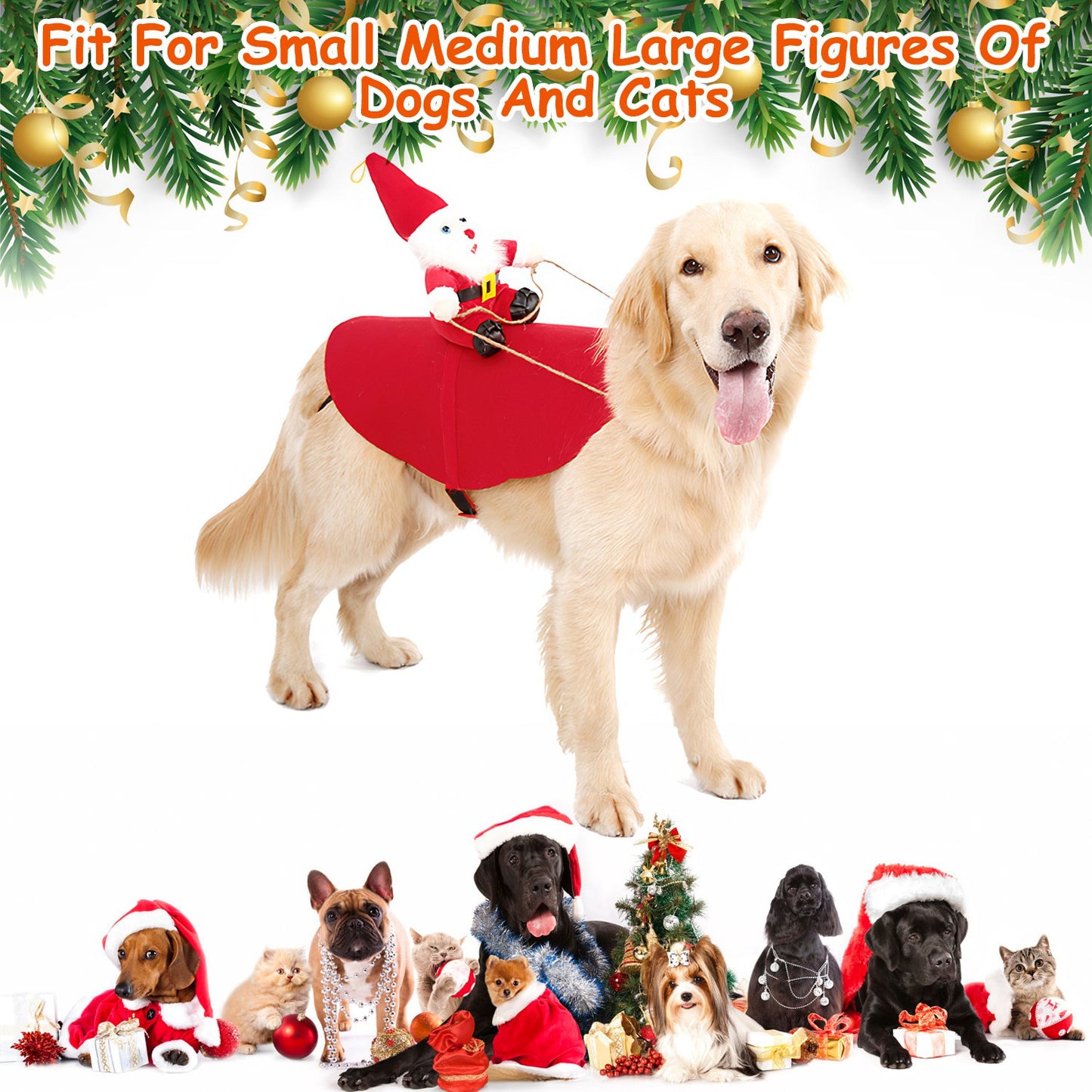 Christmas Pet Costume – Adjustable Felt Outfit for Dogs & Cats, Santa Design