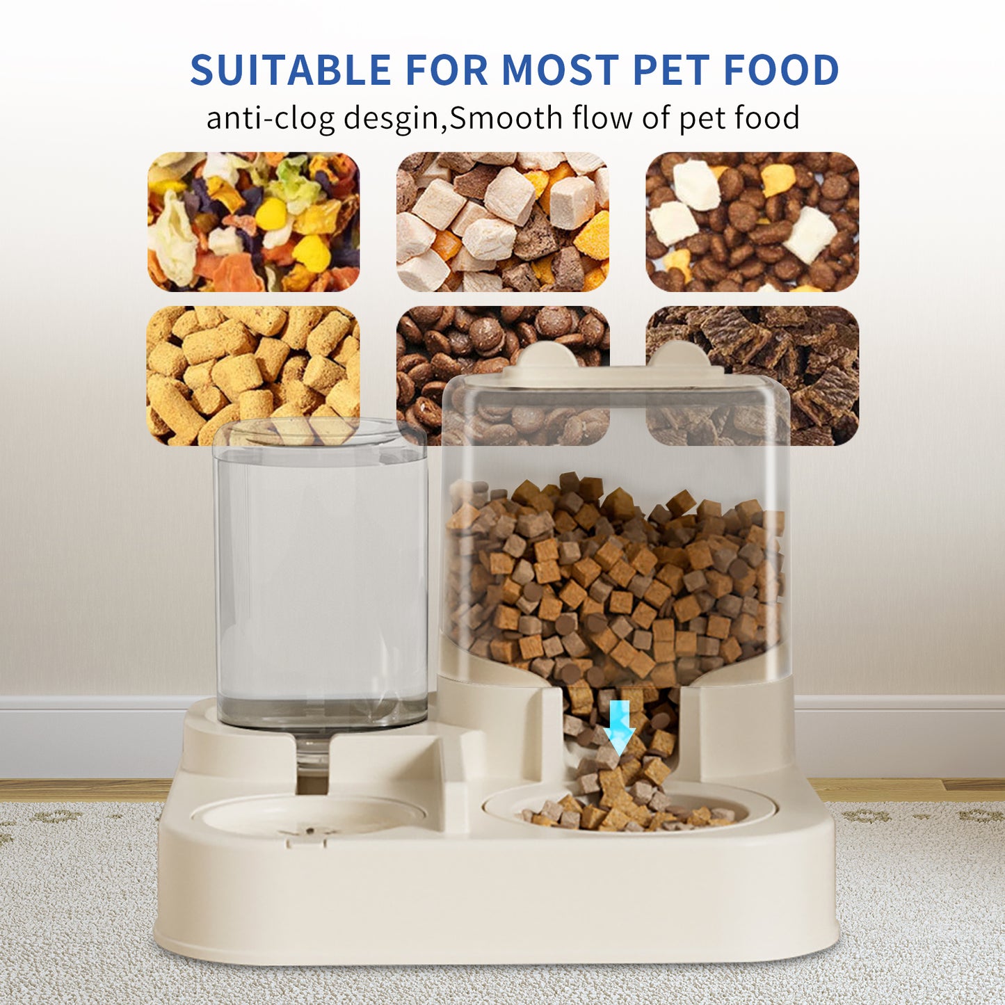 2-in-1 Automatic Pet Feeder Waterer Transparent Large Capacity
