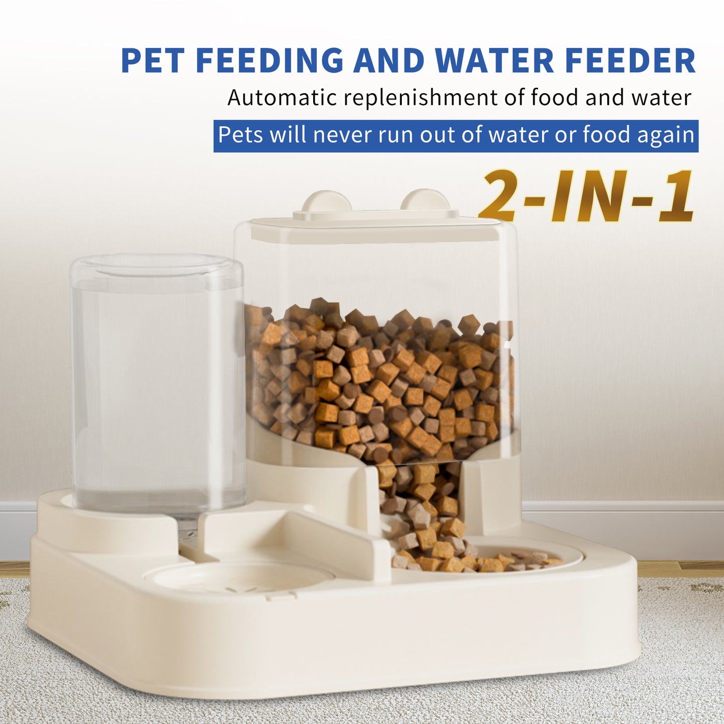 2-in-1 Automatic Pet Feeder Waterer Transparent Large Capacity