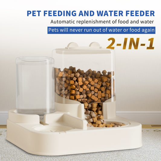 2-in-1 Automatic Pet Feeder Waterer Transparent Large Capacity