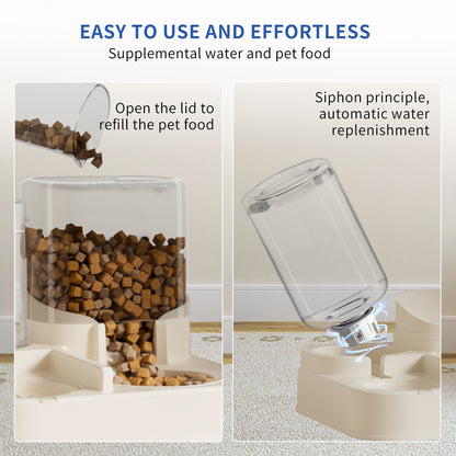 2-in-1 Automatic Pet Feeder Waterer Transparent Large Capacity